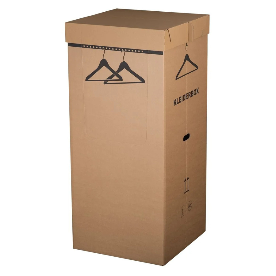 PROREGAL Kleiderboxen 2-teiliges Set Braun mit 20 Ausstanzungen für Kleiderbügel und beidseitig zu öffnendem Deckel, B/T/H: 54,5 x 54,5 x 124,0 cm - Bild 2