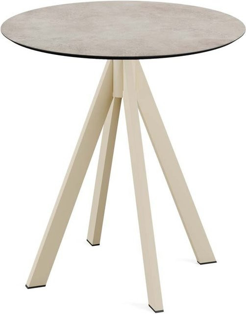 Feros Terrassentisch Infinity rund in Sand mit HPL-Tischplatte und Metallgestell, Höhe: 73,2 cm, Durchmesser: 70 cm - Bild 1