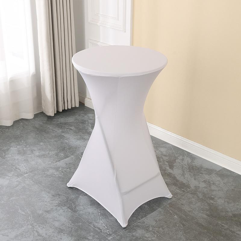 Yiran Furniture Stehtischhusse Rund aus Stretch-Spandex in Weiß, Durchmesser: 80 cm, Höhe: 110 cm - Bild 2