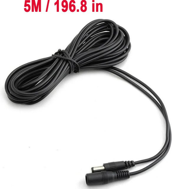 JIENUO DC Power Verlängerungskabel 5 m, 5,5 mm x 2,1 mm, schwarz, männlich zu weiblich - Bild 1