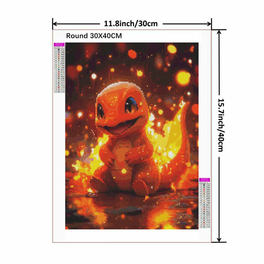 Potdemiel Pokemon Diamant Malerei Kit mit Cartoon Dinosaurier Little Fire Dragon für DIY Mosaik Stickerei und Home Dekoration - Bild 2