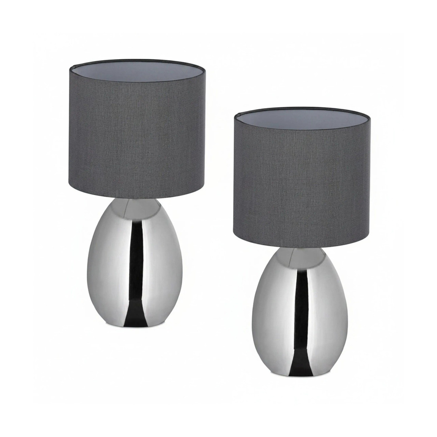 Relaxdays Tischlampen Set aus Stahl in Silber, 2er Pack, modern mit Schalter, Höhe: 33,5 cm, Breite: 18 cm - Bild 2