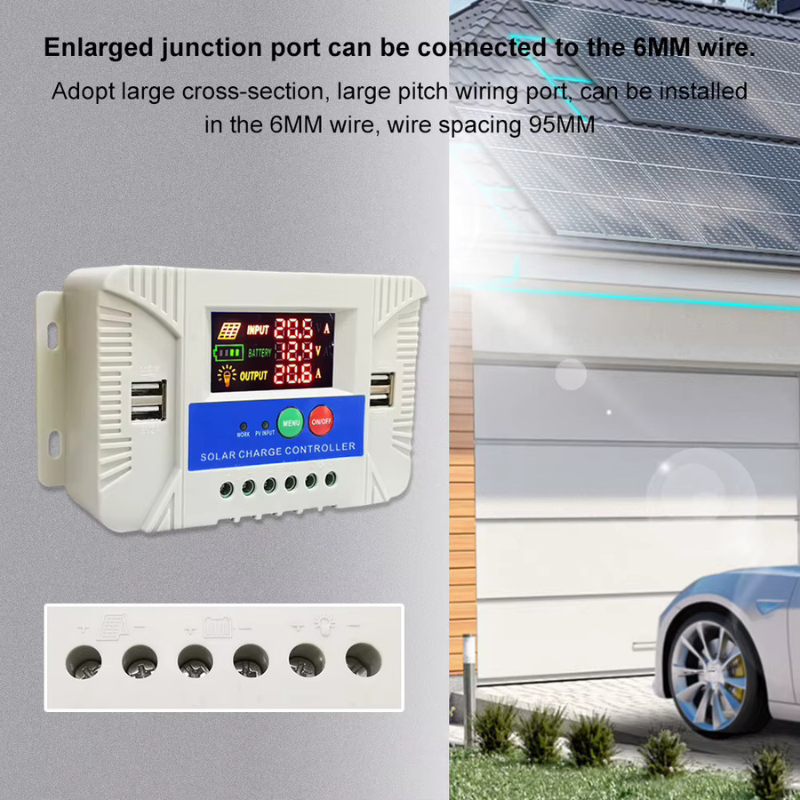ALLOYSEED Solarladeregler für Blei-Säure-Batterien in Weiß, 12V 24V - Bild 3