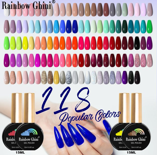 Rainbow Ghini UV-Gel-Nagellack, Schimmernd, 15 ml - Bild 1