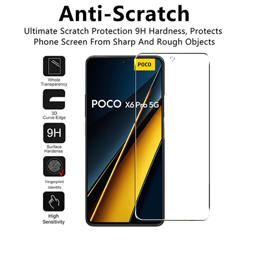 Xiaomi Panzerglas Displayschutz für Poco X6 X5 X4 X3 NFC M6 M5 M4 Pro 5G F6 F5 F3 F4 GT Pro C65 C40 in Transparent - Bild 3