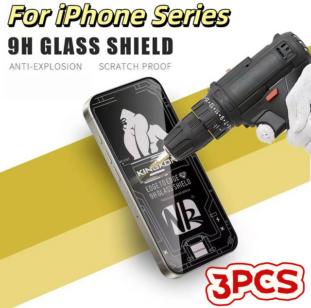 Gorilla Staubfreies Gehäuse Kompatibel mit iPhone 17 Pro, iPhone 16 Pro und iPhone 15 Pro mit Vollbild-Displayschutz aus gehärtetem Glas, Bruchsicher und Staubdicht, Transparent - Bild 1