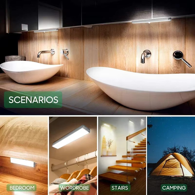 TLEDMP LED-Nachtlicht mit Bewegungsmelder in Weiß, magnetische Installation mit USB-Aufladung, warmweißes Licht für Treppen, Flur und Schränke - Bild 6