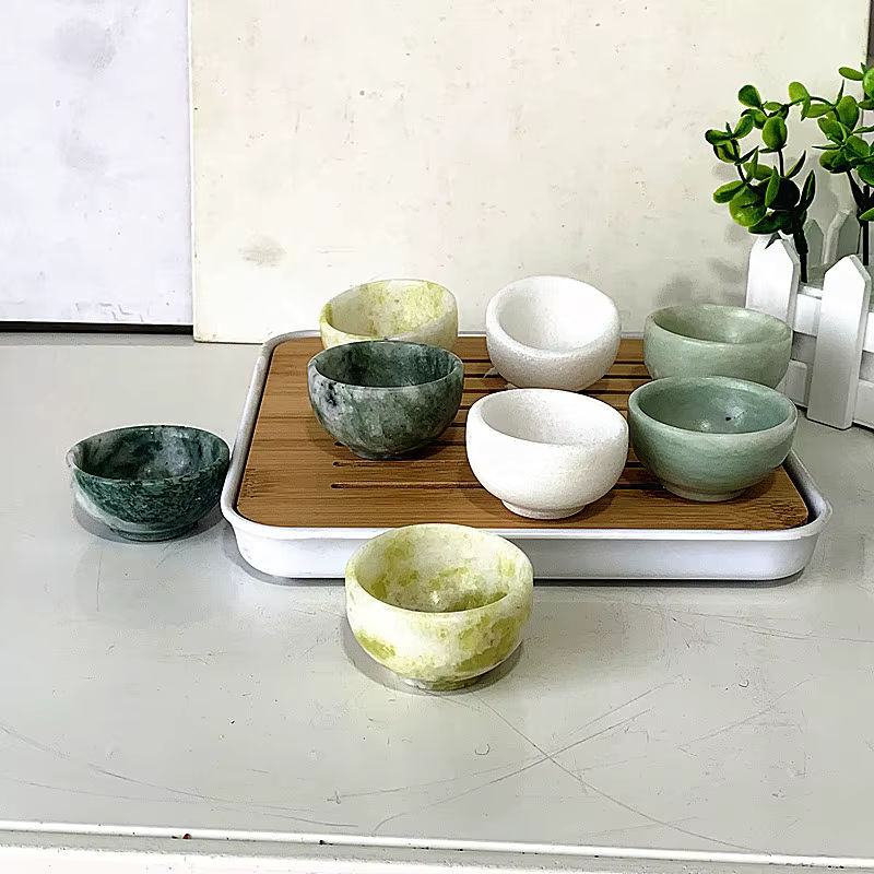 2er-Set EBET Jade-Kristall-Schalen aus Naturstein - Bild 4