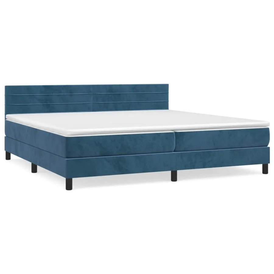 vidaXL Boxspringbett mit Matratze Dunkelblau Samt Hybrid-Design B/T/H: 200 x 200 x 203 cm - Bild 2