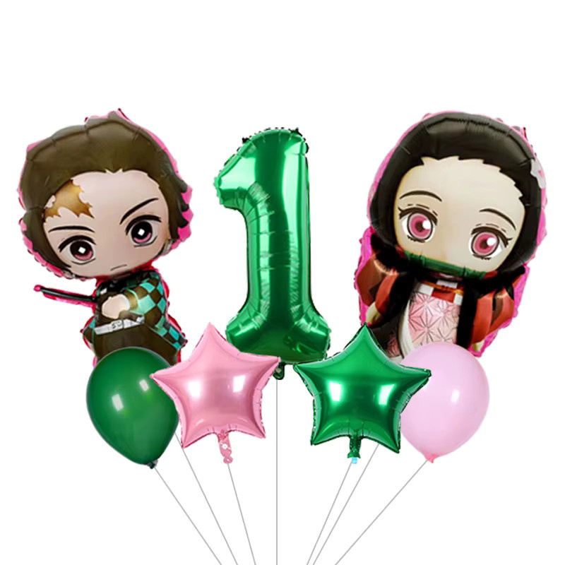 Bandai Demon Slayer Ballon-Set mit Tanjiro und Nezuko als bunte Partydekoration für Kindergeburtstage - Bild 2