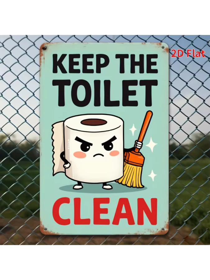 Retro-Blechschild CIFBUY Keep The Toilet Clean Wandkunst aus Metall, Mehrfarbig, Breite: 50,8 cm, Höhe: 76,2 cm - Bild 4