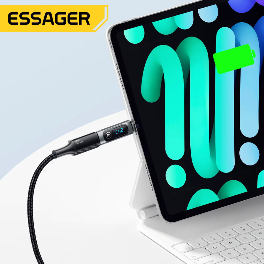 Essager PD 240W OTG USB-C Adapter Typ-C-Stecker auf Typ-C-Buchse in Grau für Smartphone und Tablet mit Schnellladefunktion - Bild 2