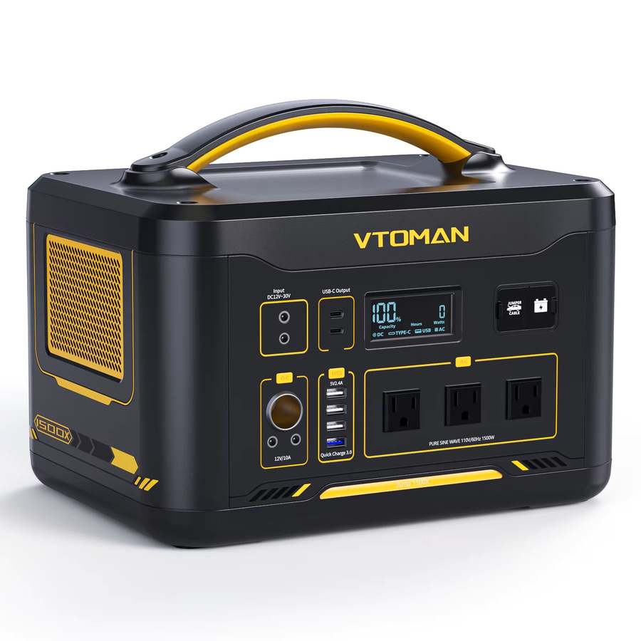 VTOMAN JUMP 1500X Tragbare Powerstation mit LiFePO4 Batterie, 828Wh, 1500W, Solargenerator in Schwarz - Bild 8