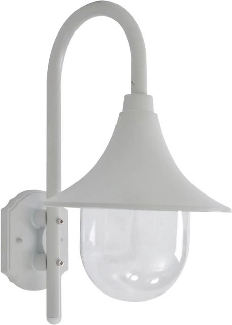 vidaXL Garten-Wandleuchte aus Aluminium in Weiß mit E27 Fassung und IP44 Schutzart, Höhe: 42 cm - Bild 1