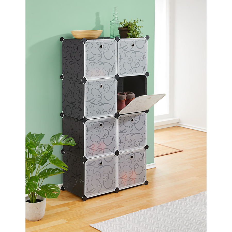 Regalsystem Trend von genialo, 4-teilig, schwarz und grau, modernes Cube-Design mit Rückwand - Bild 3