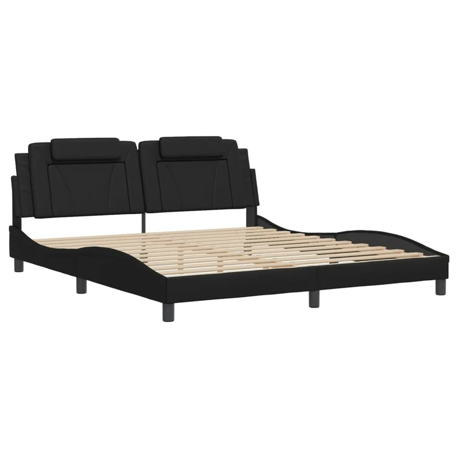 vidaXL Bettgestell Viana in Schwarz mit LED-Unterbettbeleuchtung und USB-Ladeport aus Kunstleder, B/T/H: 180 x 200 x 185 cm - Bild 2