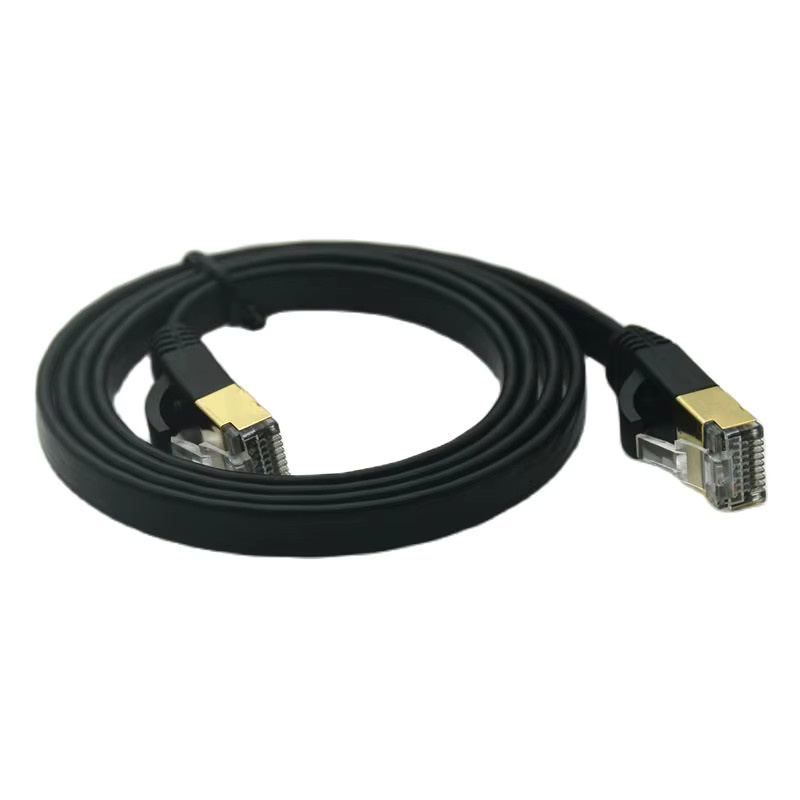 UXG Cat7 Flaches Ethernet Netzwerkkabel STP LAN Patchkabel RJ45 Schwarz - Bild 2