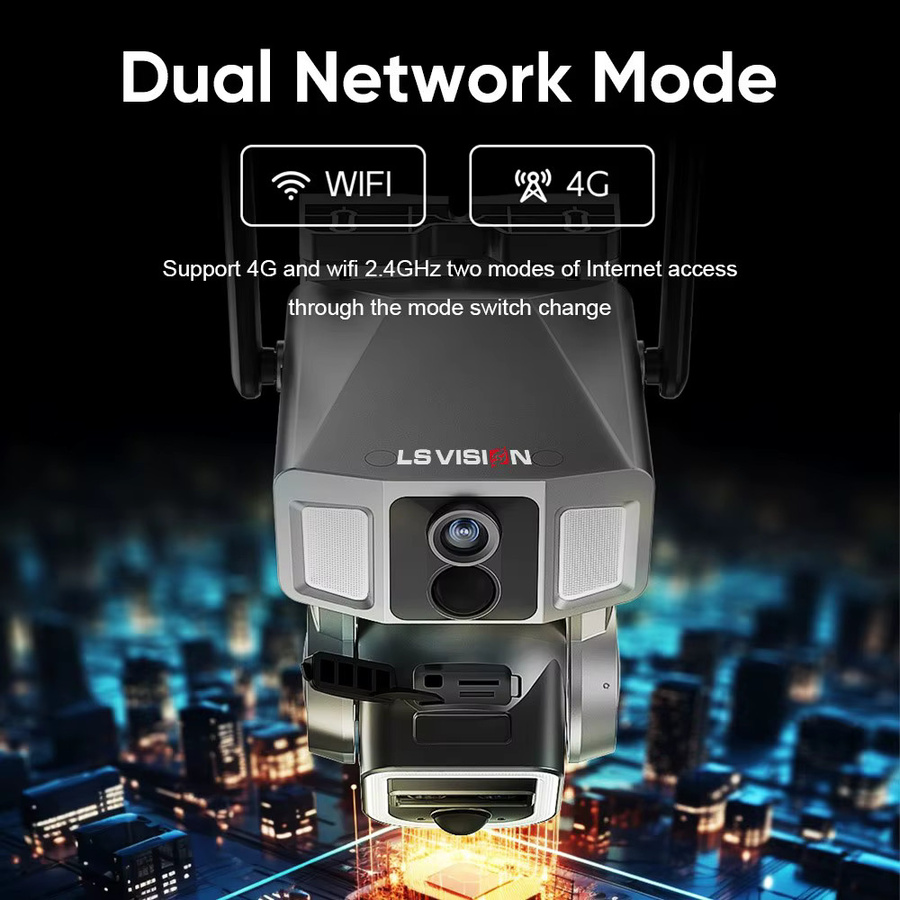 Ls vision 2 in 1 Solar Überwachungskamera Outdoor mit 4G und WiFi, 6K Dual Screen, 10x Zoom, Dual PIR und Auto Tracking, wasserdichte drahtlose CCTV Kamera - Bild 3
