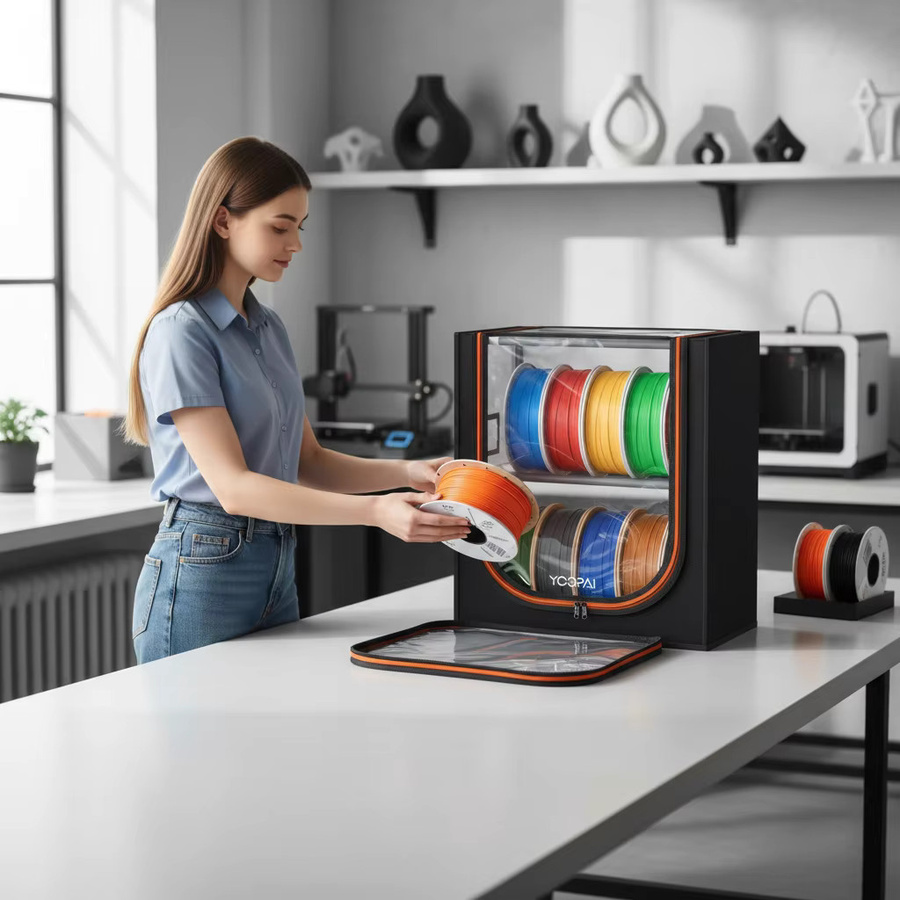 YOOPAI Filament-Aufbewahrungsbox und Trockner für 10 bis 20 Rollen, wasserdicht und staubdicht, Schwarz/Transparent - Bild 5