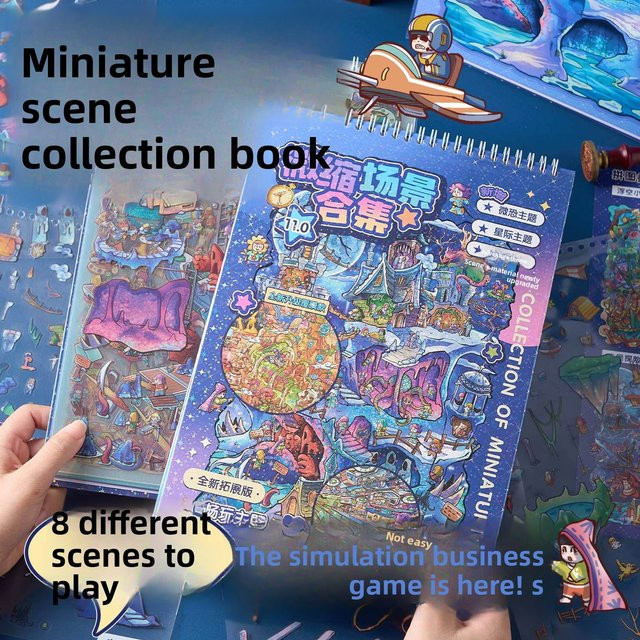 Quirky Town Miniaturszene Aufkleberbuch mit 29 Blatt in Multicolour für DIY Diorama-Projekte - Bild 1