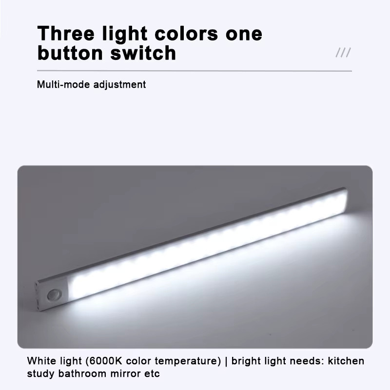SEAMETAL LED Sensorleuchte für das Auto, wiederaufladbare USB-C Lichtleiste mit Bewegungssensor und 3-farbiger RGB-Umschaltfunktion, Farbe: Weiß - Bild 2