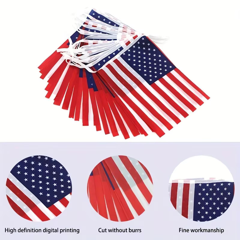 XIANGYING US American String Flag Banner Set mit 24 Stück, patriotische Wimpelkette in Rot, Weiß und Blau für Unabhängigkeitstag und Veranstaltungen - Bild 3