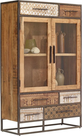 Vitrine Wake Up von WOLFMÖBEL aus Akazienholz in Braun mit Glastüren, B/T/H: 100 x 40 x 160 cm