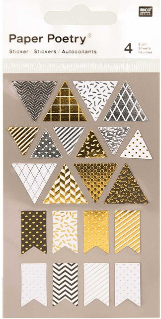 Rico Design Paper Poetry Sticker Wimpel in Metallic Optik, 4 Bogen - Bild 1