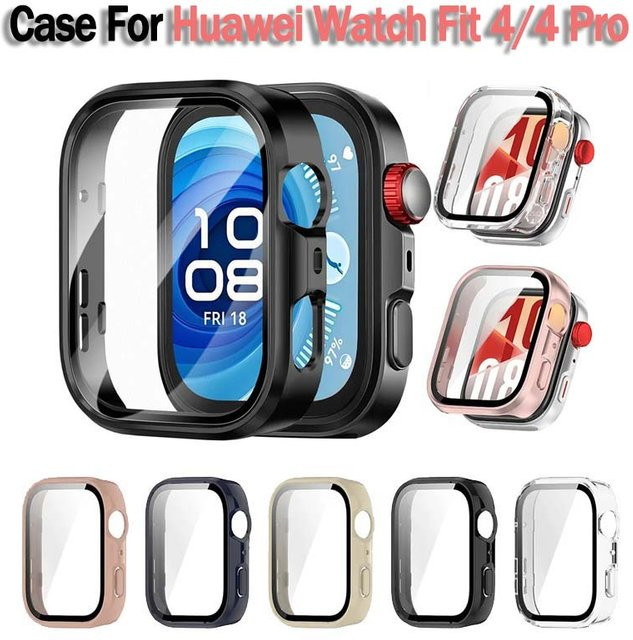 Huawei Zubehör Glas+Hülle für Huawei Watch Fit 4/4 Pro, Silber, Schwarz - Bild 1