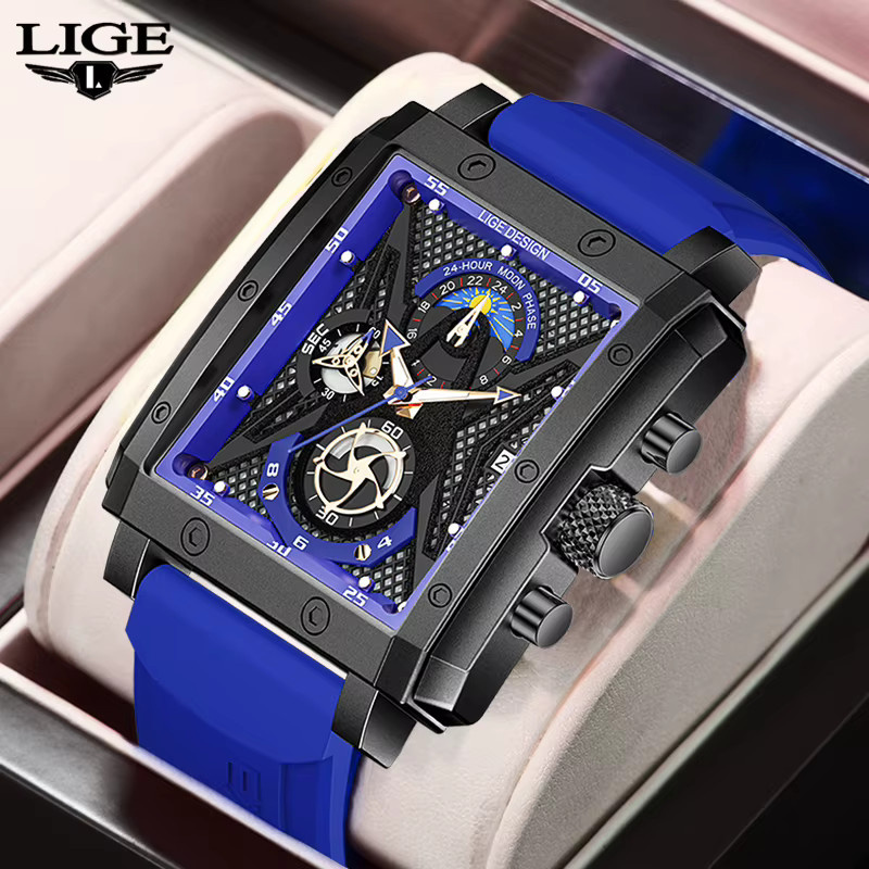 LIGE Armbanduhr Quarz, Silikon, Schwarz, Herren - Bild 2