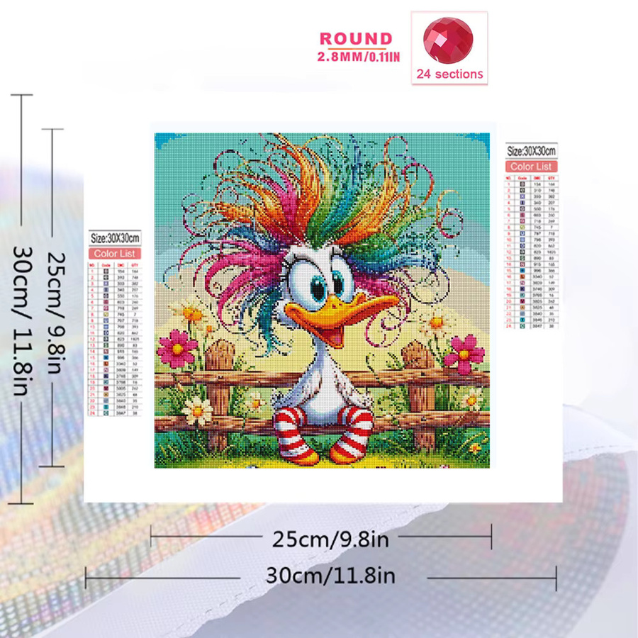 EverShine 5D DIY Diamant-Mosaik Set mit Ente und Blumen in Multicolour, Diamantmalerei Wanddekoration mit runden Acryl-Steinen - Bild 2