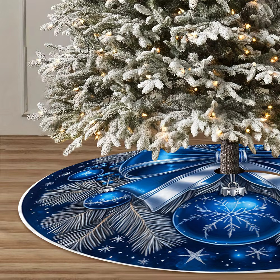 VIKAMA Weihnachtsbaumrock mit Sternenhimmel- und Schneemann-Design in Blau - Bild 4