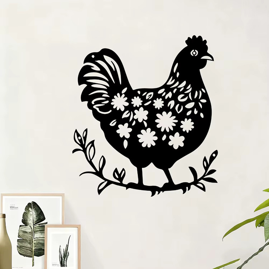 CIFBUY Wanddekoration aus Metall mit Hahn-Motiv in Schwarz im rustikalen Bauernhaus-Stil - Bild 2