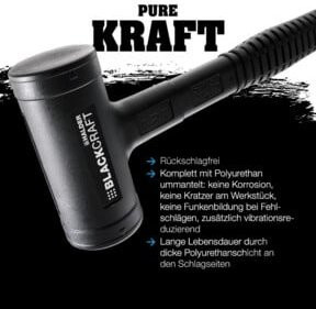 Halder BLACKCRAFT Schonhammer schwarz, rückschlagfrei, Durchmesser: 40 mm, Länge: 300 mm, Gewicht: 640 g - Bild 2