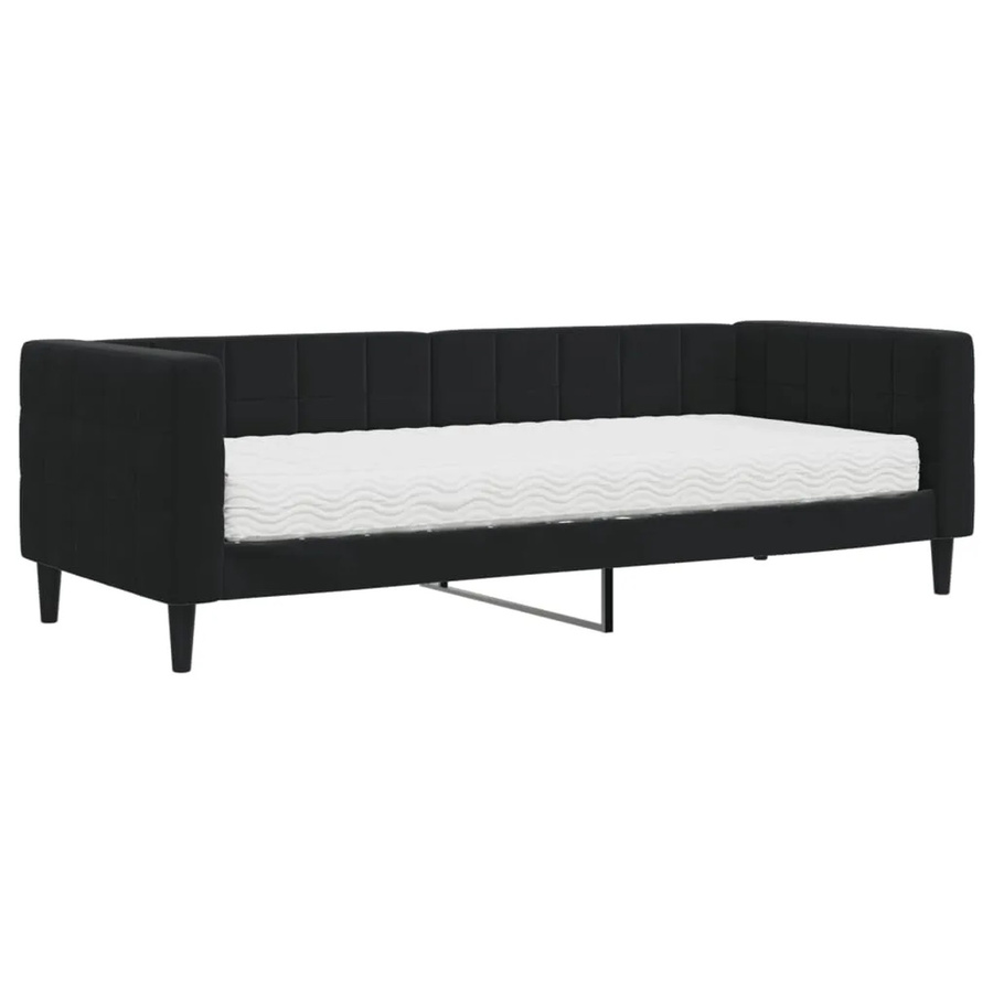 vidaXL Tagesbett mit Matratze in Schwarz aus Samt und Metall mit modernem Design, B/T/H: 80 x 200 cm - Bild 2