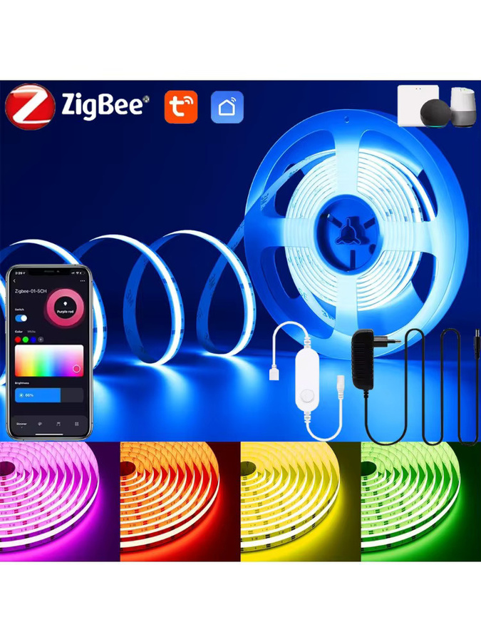 YSRSAI Zigbee COB LED Streifen RGB Multicolour DC24V mit 840 LEDs/m für TV, Schlafzimmer und Party, kompatibel mit Google Assistant und Amazon Alexa - Bild 6