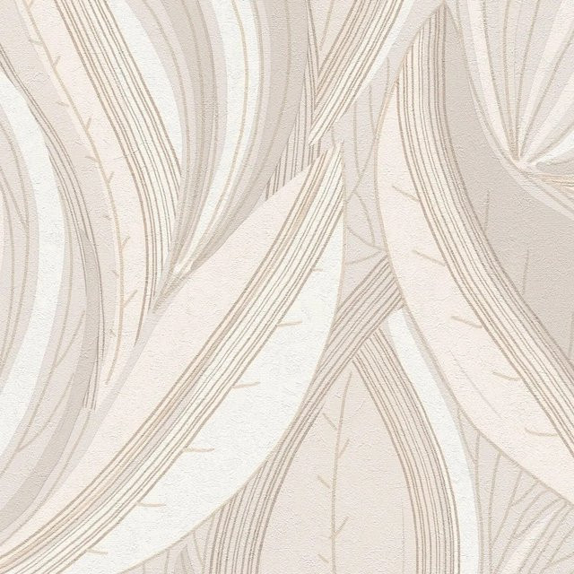 PROFHOME Grafik Tapete Floral mit metallischen Akzenten in Creme Gold und Beige, Non-Woven, Breite: 0,53 m, Länge: 10,05 m - Bild 1