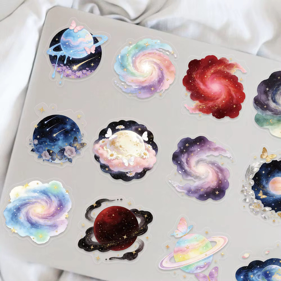 50 oder 100 Stück Cartoon Galaxie Sternenhimmel Aufkleber aus transparentem PET für DIY Schreibwaren und Gepäckdekoration in Multicolour - Bild 4