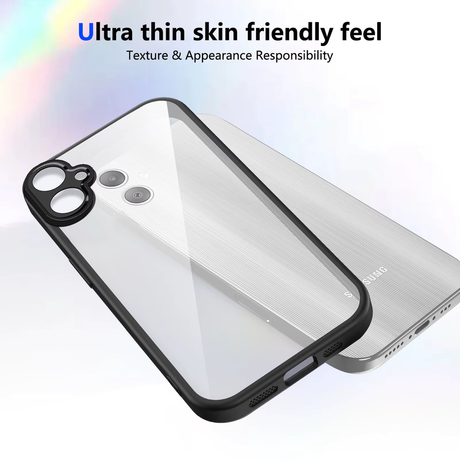Samsung Galaxy A05 F05 M05 Handyhülle mit Luftpolster und matter Rückseite aus Silikon in Transparent/Grau - Bild 1