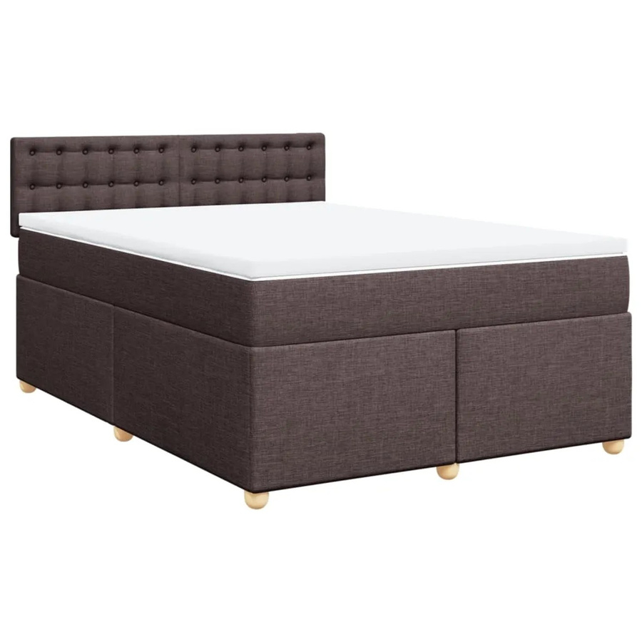 vidaXL Boxspringbett mit Matratze Hybrid-Design in Dunkelbraun und Weiß, B/T/H: 160 x 200 x 100,5 cm - Bild 2