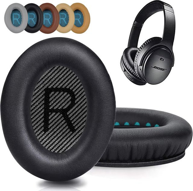 Bose Ersatz Ohrpolster aus weichem Protein und Mesh für QuietComfort QC2 QC15 QC25 QC35 AE2 AE2w in Schwarz - Bild 1