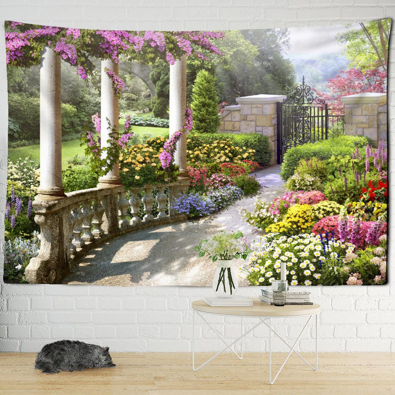 Super Six Wandteppich mit Landschaft und psychedelischem Engel im Bohemian Stil, mehrfarbig, Textil, B/H: 95 x 70 cm - Bild 5