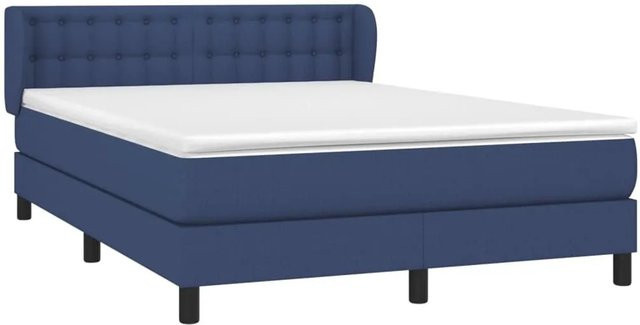 vidaXL Boxspringbett mit Matratze und Kopfteil in Blau, B/T/H: 140 x 200 x 78 cm - Bild 1