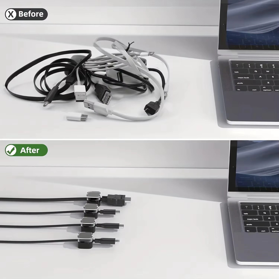 NNBILI 6 Stück magnetische Kabelmanagement-Clips in Mehrfarbig für Schreibtisch und Wand zur Organisation von Telefonkabeln und Ladegeräten - Bild 2