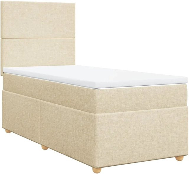 vidaXL Boxspringbett mit Matratze Hybrid-Design in Beige, B/T/H: 80 x 200 cm - Bild 1