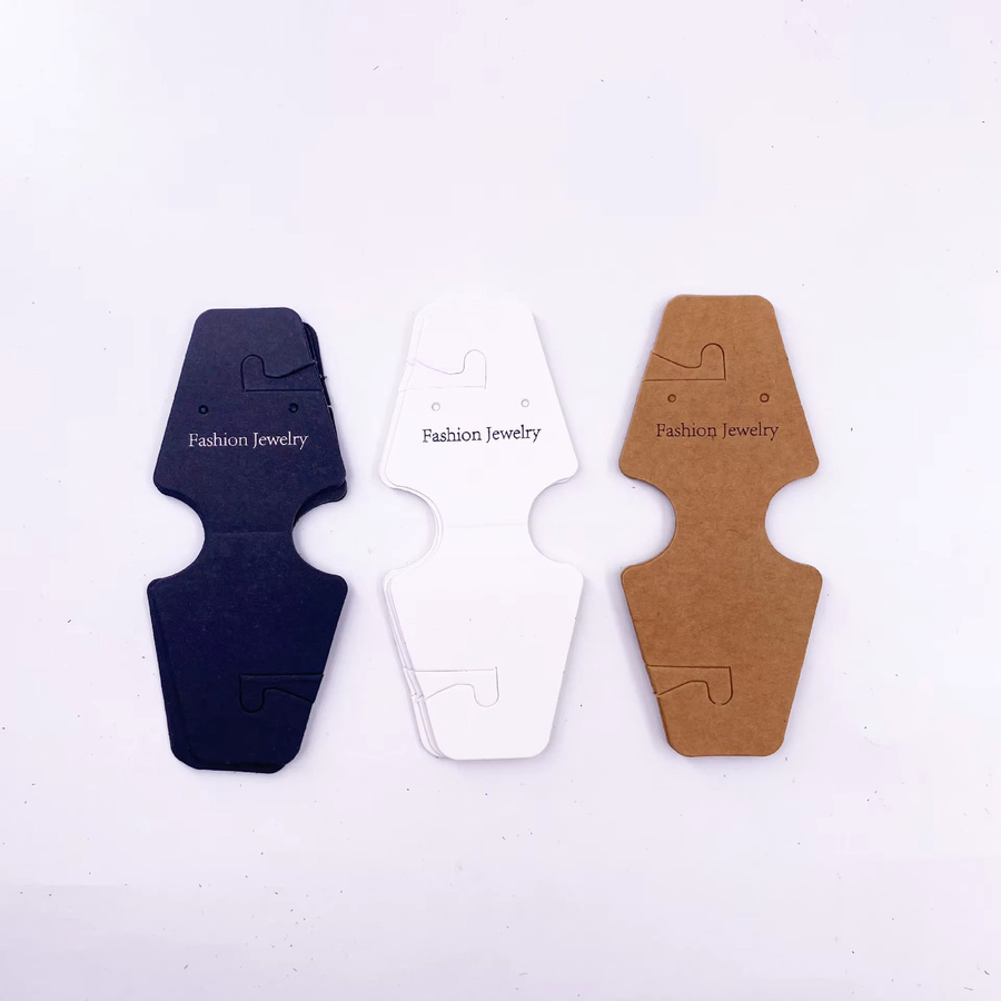 100 Stück selbstklebende Schmuckverpackung-Karten aus Papier für Armbänder und Halsketten in Weiß und Braun - Bild 3
