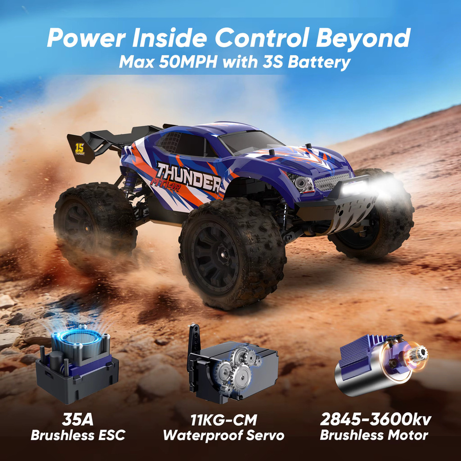 JIUSI MT14R RC Auto Offroad, 1:14, 4WD, blau - Bild 3