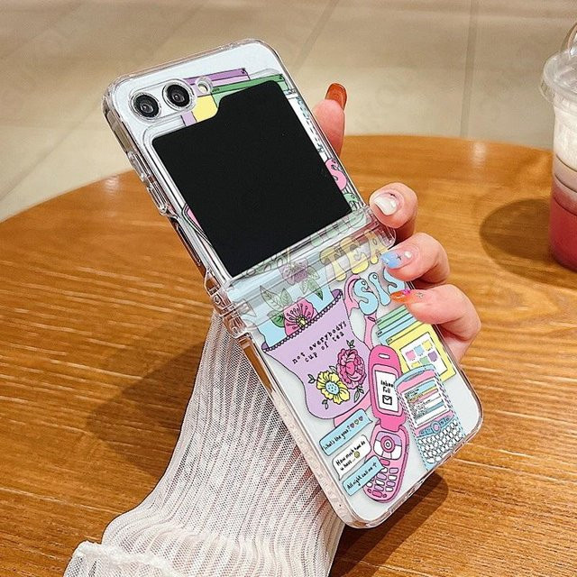 Personalisierte harte Schutzhülle für Samsung Galaxy Z Flip 3 4 5 6 7 5G in Transparent und Multicolour - Bild 1