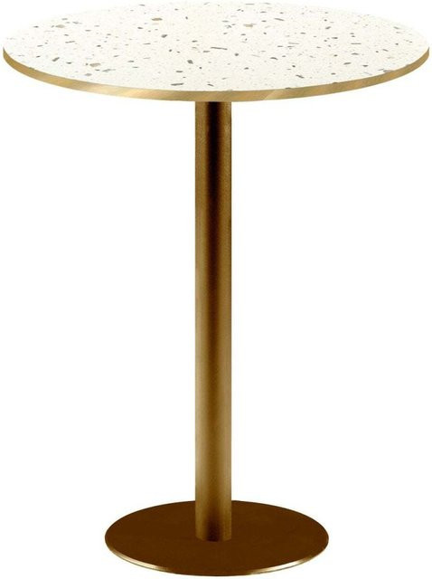 RestooTab Stehtisch Rome rund mit Terrazzo-Platte und goldmetallic Gestell, Höhe: 110 cm, Durchmesser: 60 cm - Bild 1