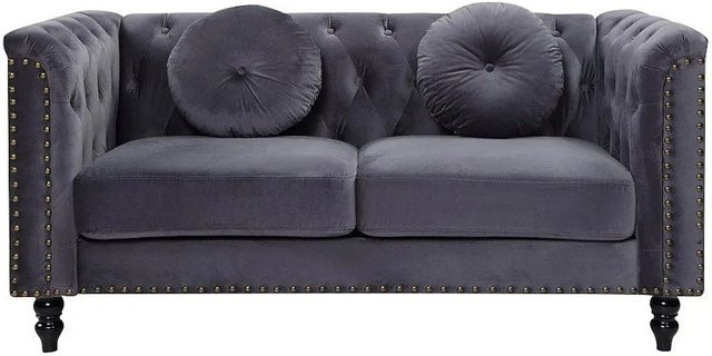 Vente-unique Sofa Turner in Anthrazitgrau mit Samtbezug, Breite: 163 cm - Bild 1